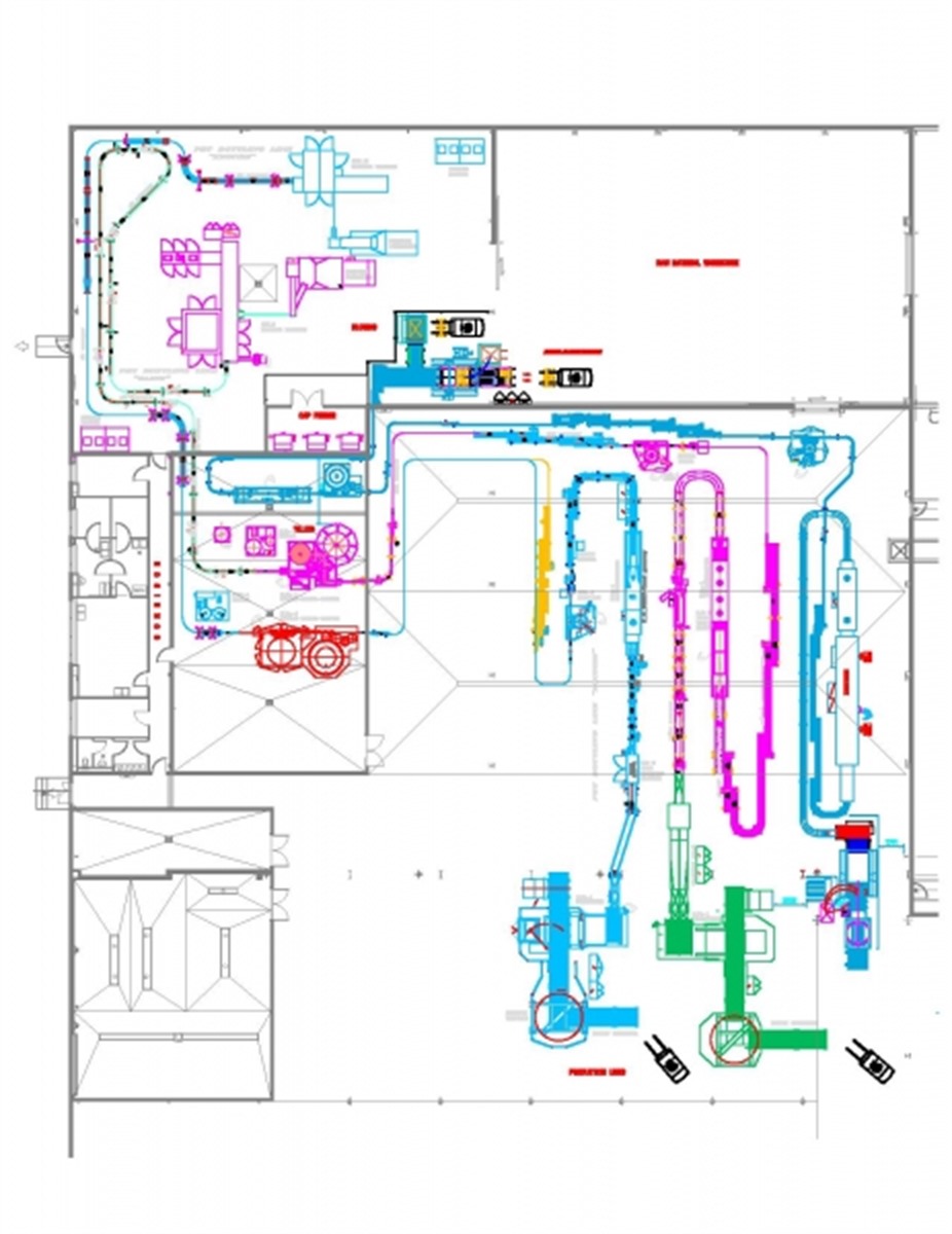 Projekt CAD układu linii produkcyjnej